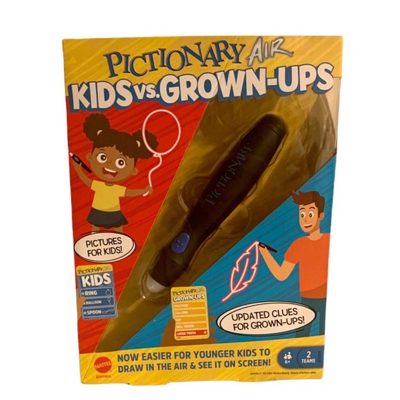 Mattel Games Pictionary Air Kids vs Grown-Ups Family Drawing Game, Links to Gift - Picture 1 of 7